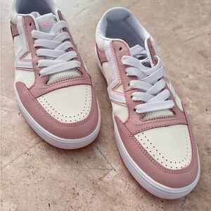 Vans Women's Pink and White Sneakers